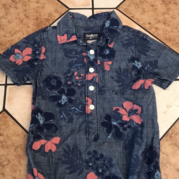 Baby Oshkosh navy blue with flowers one piece 12 months - Picture 2 of 7